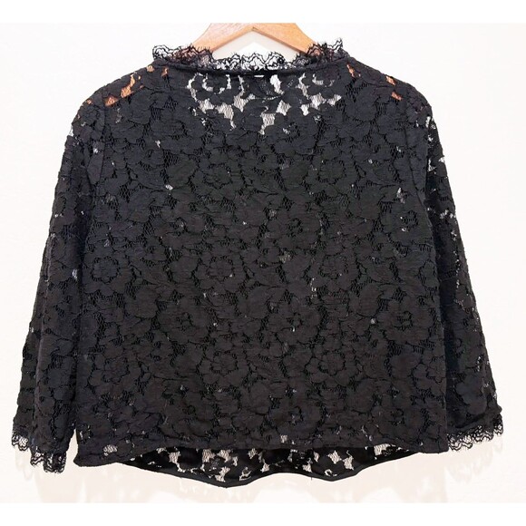 Alice Temperley London Black Lace Designer Top Sheer Floral Elegant Formal 8 M - Picture 2 of 5